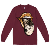 Burgundy Western Leopard Cowhide Tongue Long Sleeve Tee - Jasminsmagicworld