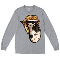 Heather Grey Western Leopard Cowhide Tongue Long Sleeve Tee - Jasminsmagicworld