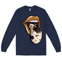 Navy Western Leopard Cowhide Tongue Long Sleeve Tee - Jasminsmagicworld