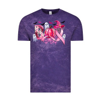 Cloud Purple boo pink pumpkin witch breast cancer Vintage Tee - CowGirlArtShop
