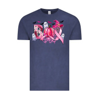 Vintage Denim boo pink pumpkin witch breast cancer Vintage Tee - CowGirlArtShop