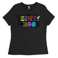 Black Halloween howdy boo Ladies Tee - NancyCooperArtShop