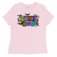 Bubblegum Pink Halloween howdy boo Ladies Tee - NancyCooperArtShop