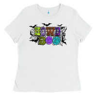 White Halloween howdy boo Ladies Tee - NancyCooperArtShop