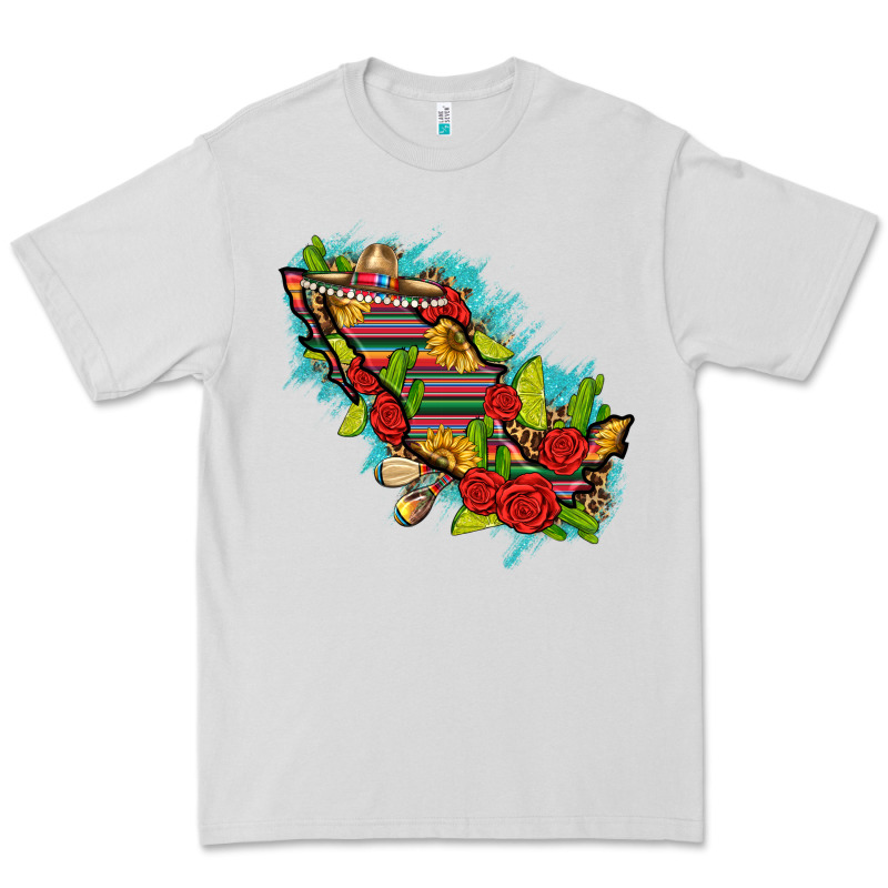 Mexico Map With Leopard And Sunflowers Premium Tee by texasbilliewilder | Teevron