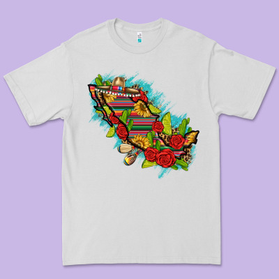 Mexico Map With Leopard And Sunflowers Premium Tee Designed By Texasbilliewilder