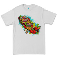 Dove Grey Mexico Map with Leopard and Sunflowers Premium Tee - texasbilliewilder