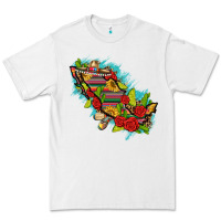 White Mexico Map with Leopard and Sunflowers Premium Tee - texasbilliewilder