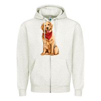 Oatmeal Heather golden retriever Zipper Hoodie - Artiststas