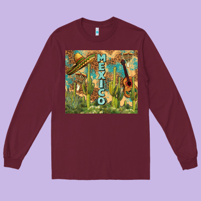 Mexico Long Sleeve Tee Designed By Fadigitalartstudio