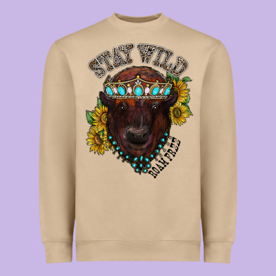 Turquoise Bison Heavyweight Sweatshirt Designed By Racoondesign