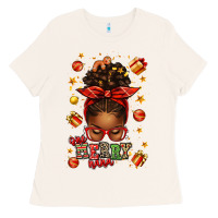 Bone one merry nana christmas afro messy bun Ladies Tee - texasbilliewilder