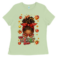 Matcha one merry nana christmas afro messy bun Ladies Tee - texasbilliewilder