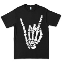 Black Rock Hand Sign Skeleton Rock N Roll Halloween Faux Pocket Premium Tee - longCreatives