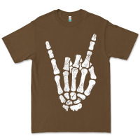 Rock Hand Sign Skeleton Rock N Roll Halloween Faux Pocket Premium Tee | Teevron