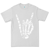 Dove Grey Rock Hand Sign Skeleton Rock N Roll Halloween Faux Pocket Premium Tee - longCreatives