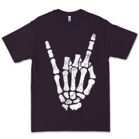 Plum Rock Hand Sign Skeleton Rock N Roll Halloween Faux Pocket Premium Tee - longCreatives