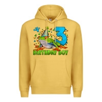 Antique Gold birthday boy frog age 3 Premium Hoodie - LillyAllenDesigns