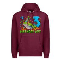 Burgundy birthday boy frog age 3 Premium Hoodie - LillyAllenDesigns