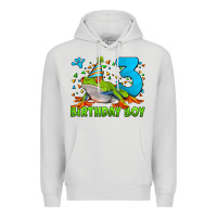 Dove Grey birthday boy frog age 3 Premium Hoodie - LillyAllenDesigns