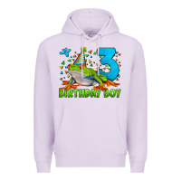 Lilac birthday boy frog age 3 Premium Hoodie - LillyAllenDesigns