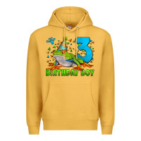 Mustard birthday boy frog age 3 Premium Hoodie - LillyAllenDesigns