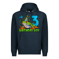 Navy birthday boy frog age 3 Premium Hoodie - LillyAllenDesigns