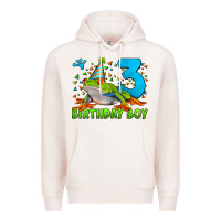 Pale Pink birthday boy frog age 3 Premium Hoodie - LillyAllenDesigns