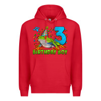 Red birthday boy frog age 3 Premium Hoodie - LillyAllenDesigns