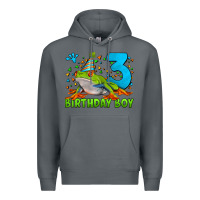 Rock birthday boy frog age 3 Premium Hoodie - LillyAllenDesigns
