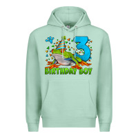 Seafoam birthday boy frog age 3 Premium Hoodie - LillyAllenDesigns