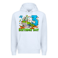White birthday boy frog age 3 Premium Hoodie - LillyAllenDesigns