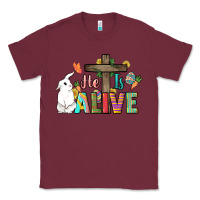 Burgundy He is alive Easter Day Classic Tee - HowdyJamesFarm