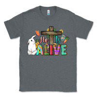 Charcoal Heather He is alive Easter Day Classic Tee - HowdyJamesFarm