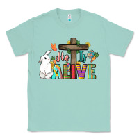 Seafoam He is alive Easter Day Classic Tee - HowdyJamesFarm