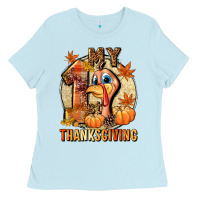 Baby Blue My 1st Thanksgiving Ladies Tee - NancyCooperArtShop