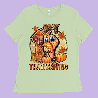 My 1st Thanksgiving Ladies Tee Designed By Nancycooperartshop