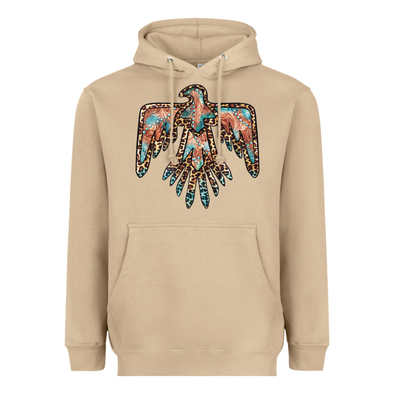 Thunderbird Leopard Leather Heavyweight Hoodie by BarkalooDesign | Teevron