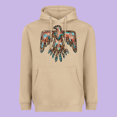 Thunderbird Leopard Leather Heavyweight Hoodie Designed By Barkaloodesign