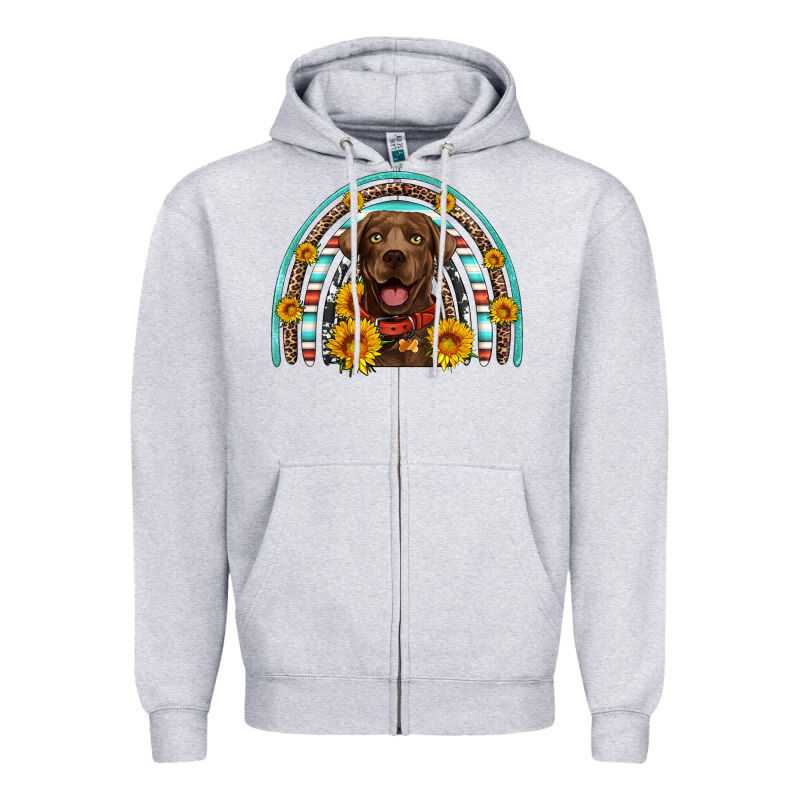Chocolate Labrador Rainbow Zipper Hoodie by Artiststas | Teevron