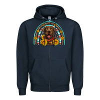 Navy chocolate labrador rainbow Zipper Hoodie - Artiststas