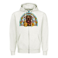 Oatmeal Heather chocolate labrador rainbow Zipper Hoodie - Artiststas
