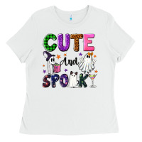 White Cute and spooky Ladies Tee - NancyCooperArtShop