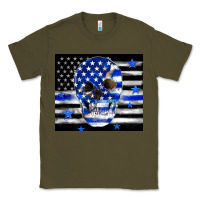 Army Green police flag patriotic skull Classic Tee - TumblerDesignByShophia