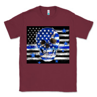 Burgundy police flag patriotic skull Classic Tee - TumblerDesignByShophia