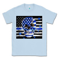 Dusty Blue police flag patriotic skull Classic Tee - TumblerDesignByShophia