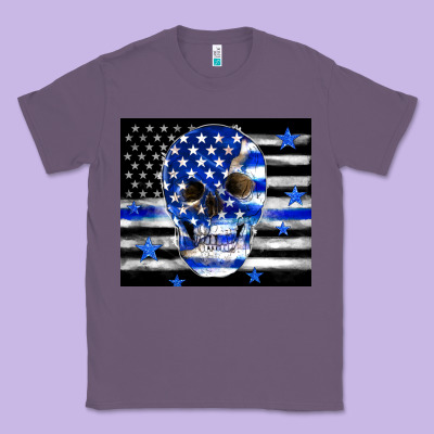 Police Flag Patriotic Skull Classic Tee Designed By Tumblerdesignbyshophia