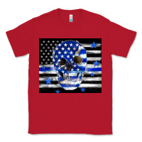 Red police flag patriotic skull Classic Tee - TumblerDesignByShophia