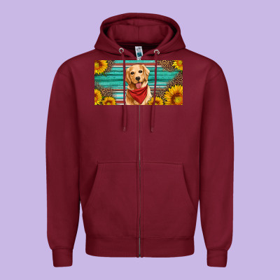 Golden Retriever License Plate Zipper Hoodie Designed By Artiststas