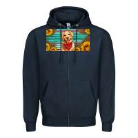 Navy golden retriever license plate Zipper Hoodie - Artiststas